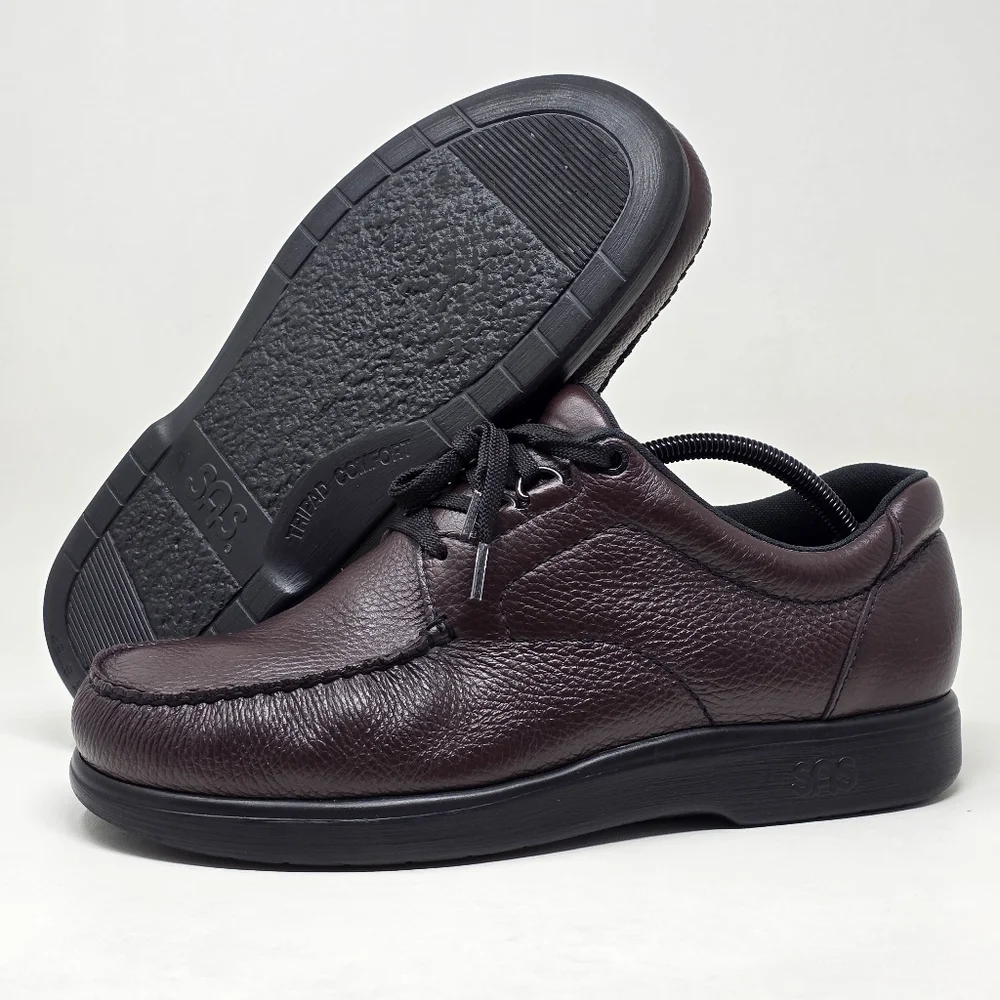 SAS Men's Bout Time Cordovan Size 10.5 Wide Comfort Lace Up Shoes Pre-owned